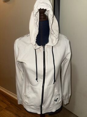 Roxy Women's White Zip-Up Hoodie with Hood and Front Pockets